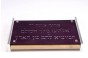 Purple Aluminum and Wood Challah Board with Cutout Blessing in Hebrew