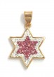 Star of David Pendant with Rose Zircon and White Stones