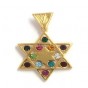 Gold Star of David Pendant with Hoshen Rhinestones