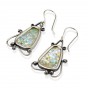 Smooth Silver Earrings with Roman Glass