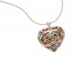 Multi-colored Heart Pendant in Silver