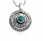 Disc Pendant with Angel Prayer & Turquoise Stone