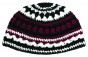 Kippah with Knitted Frik Design in Bordeaux, Black and White
