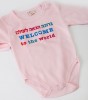 Onesie with Colorful "Welcome to the World Design" in Pink