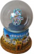 Jerusalem Snow Globe with Colorful Hamsa