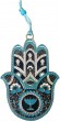 Hamsa in Gold-Plating with Menorah in Blue and Black
