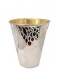 Kiddush Sterling Silver Cup with Grapevines in Green and Red Enamel by Nadav Art
