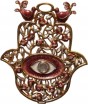 Hamsa with Doves and Evil Eye in White & Red
