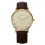 Brown Leather Watch With Aleph-Bet Design Cream and Gold Face by Adi