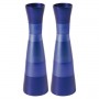 Yair Emanuel Anodized Aluminum Shabbat Candlesticks with Blue Stacked Rings