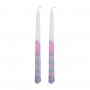 Galilee Style Candles Shabbat Candle Pair in Pink and White