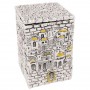 Silver Tzedakah (Charity) Box with Jerusalem Theme and Golden Highlights